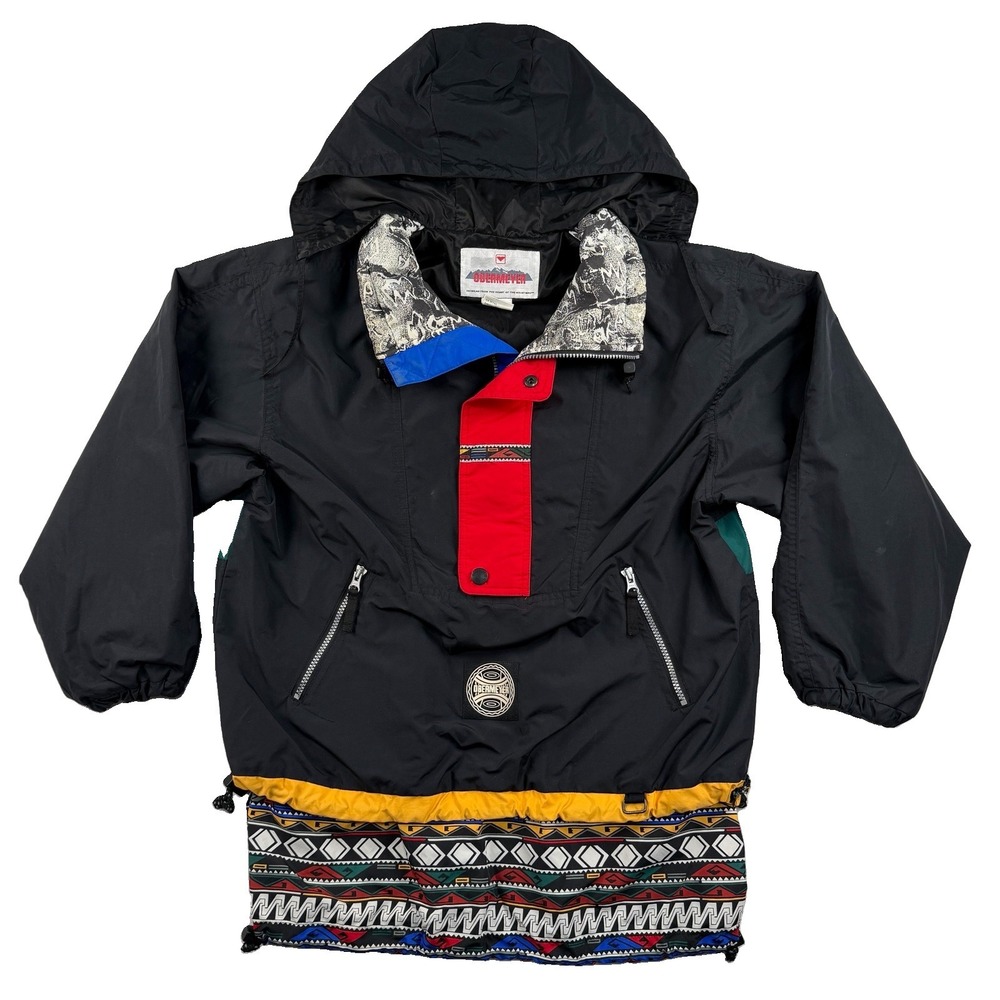Vtg OBERMEYER Teen Boys Juniors Large Hooded Ski Snow Tribal Native 90s Jacket